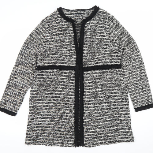 Wallis Women’s Black & White Knit Open Cardigan M Classic Winter Style