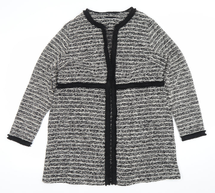 Wallis Women’s Black & White Knit Open Cardigan M Classic Winter Style