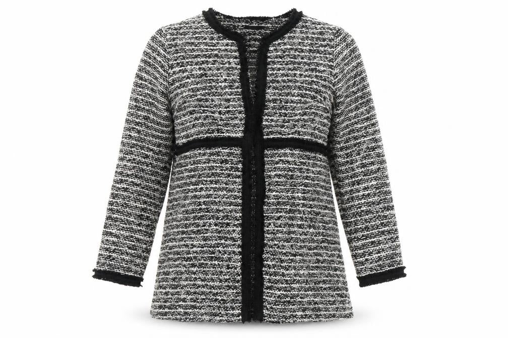 Wallis Women’s Black & White Knit Open Cardigan M Classic Winter Style