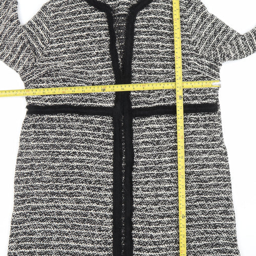 Wallis Women’s Black & White Knit Open Cardigan M Classic Winter Style