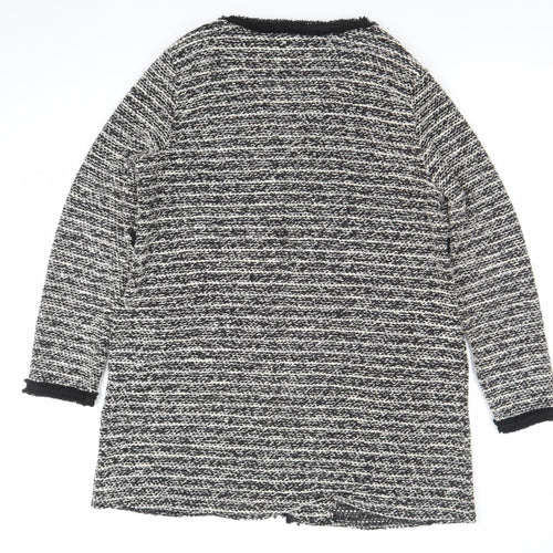 Wallis Women’s Black & White Knit Open Cardigan M Classic Winter Style