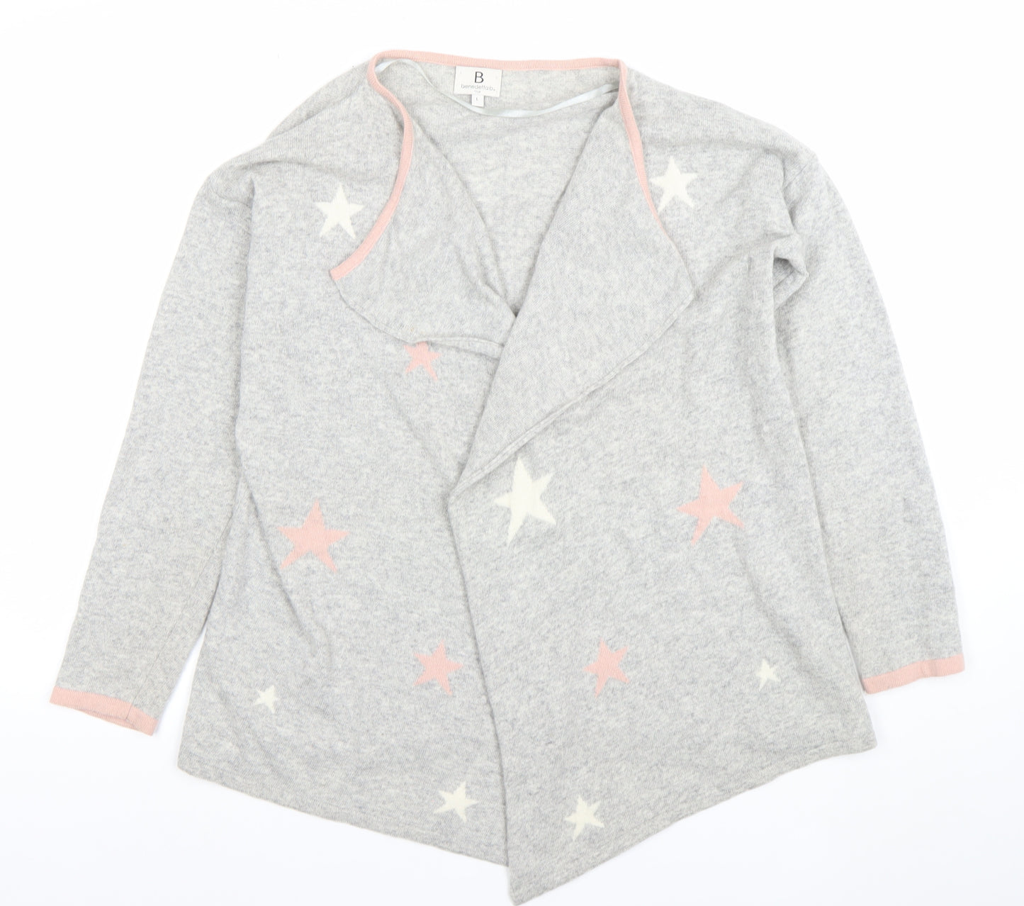 Benedetta.b Women's Grey Star Pattern Long Sleeve Knit Cardigan L