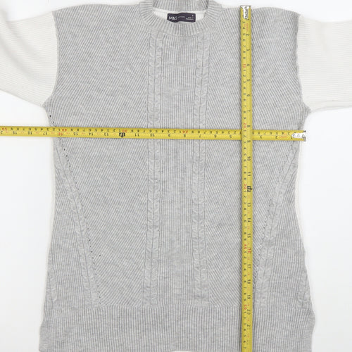 Marks and Spencer Women Grey Cable Knit Crew Neck Jumper Size S