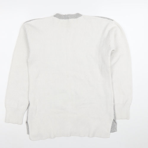 Marks and Spencer Women Grey Cable Knit Crew Neck Jumper Size S