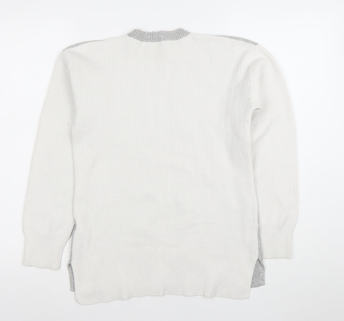 Marks and Spencer Women Grey Cable Knit Crew Neck Jumper Size S