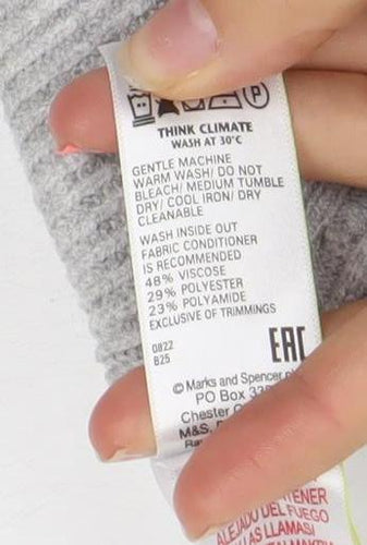 Marks and Spencer Women Grey Cable Knit Crew Neck Jumper Size S