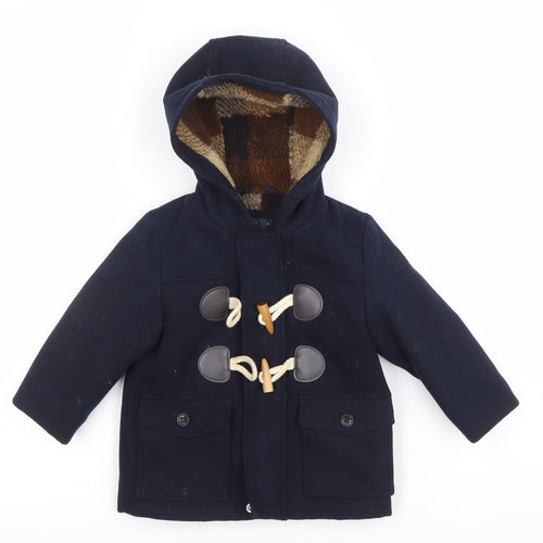 Next Unisex Baby Navy Blue Duffle Coat 9-12 Months Hooded Winter Jacket