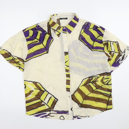 Parfois Women's Multicoloured XS Cotton Short Sleeve Button-Up Shirt