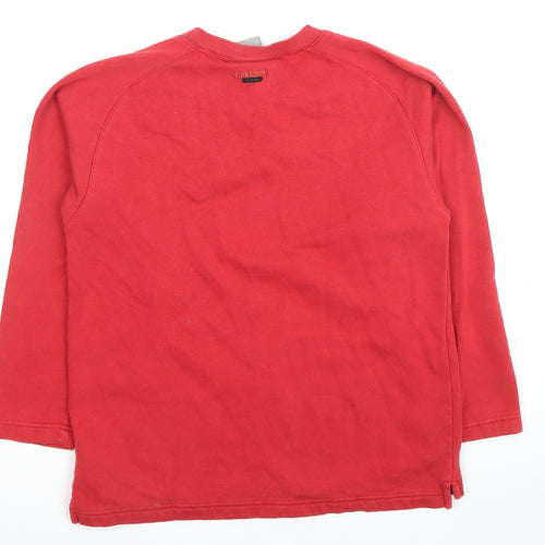 Nike Boys Red Sweatshirt V-Neck Long Sleeve Pullover Cotton Blend Size M