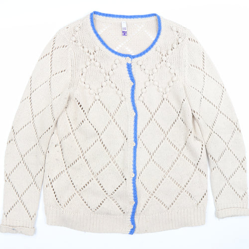 By Thierry Holland Womens Beige Knit Open Cardigan Size 18