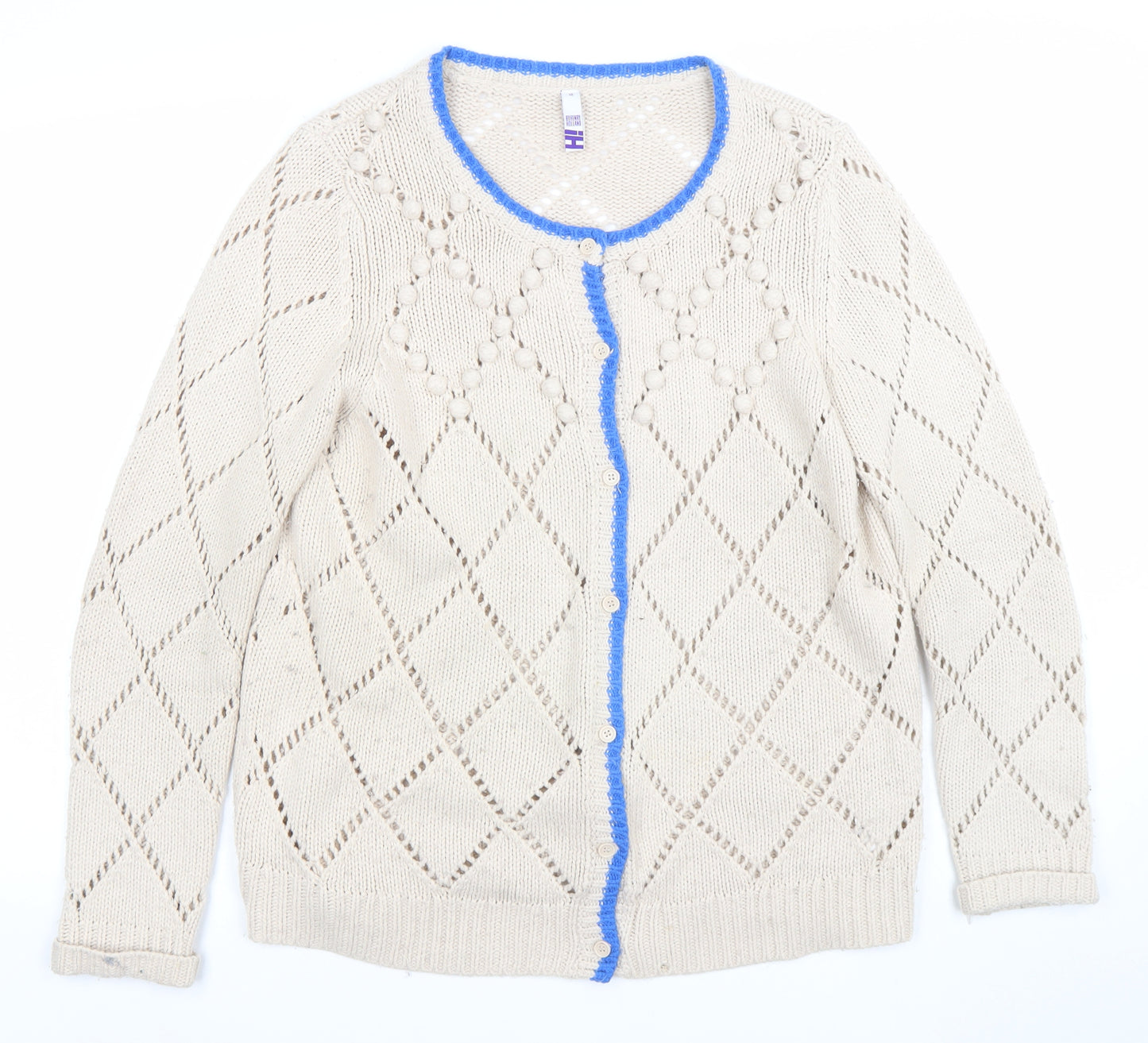 By Thierry Holland Womens Beige Knit Open Cardigan Size 18