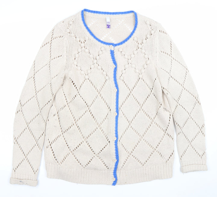 By Thierry Holland Womens Beige Knit Open Cardigan Size 18