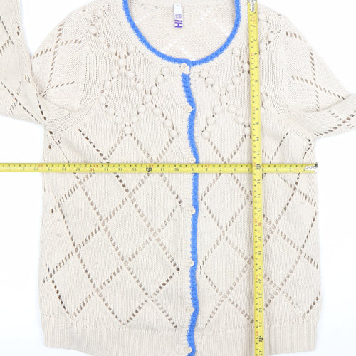 By Thierry Holland Womens Beige Knit Open Cardigan Size 18