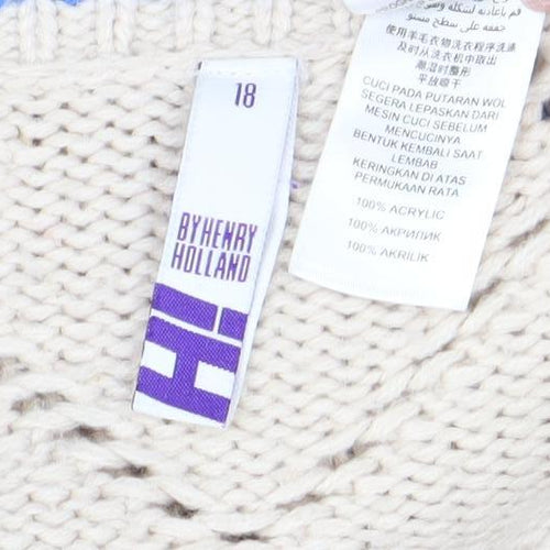 By Thierry Holland Womens Beige Knit Open Cardigan Size 18