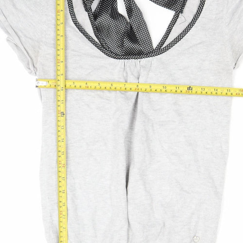 Ylis Womens Grey Bow Back Short Sleeve Camisole Blouse Size 12