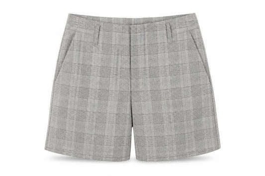 ONLY Women Grey Check Chino Shorts Size 8 Regular Fit Tailored