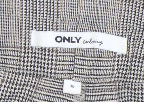 ONLY Women Grey Check Chino Shorts Size 8 Regular Fit Tailored