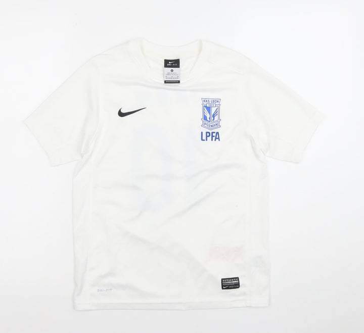 Nike Boys White Football Dri-Fit Short Sleeve Jersey T-Shirt 10-12 Years