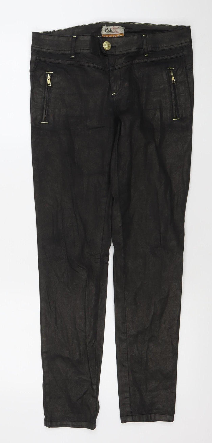 Bershka Women's Black Skinny Jeans Size 8 Slim Fit Zip Detail