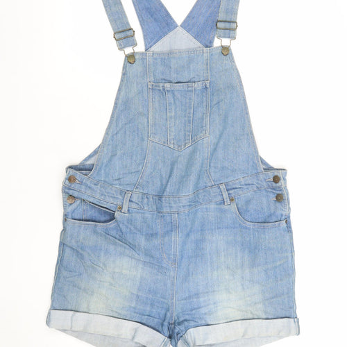 JoJo Maman Bébé Light Blue Denim Maternity Dungaree Shorts UK 10