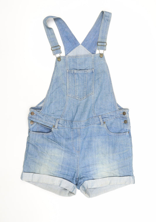 JoJo Maman Bébé Light Blue Denim Maternity Dungaree Shorts UK 10