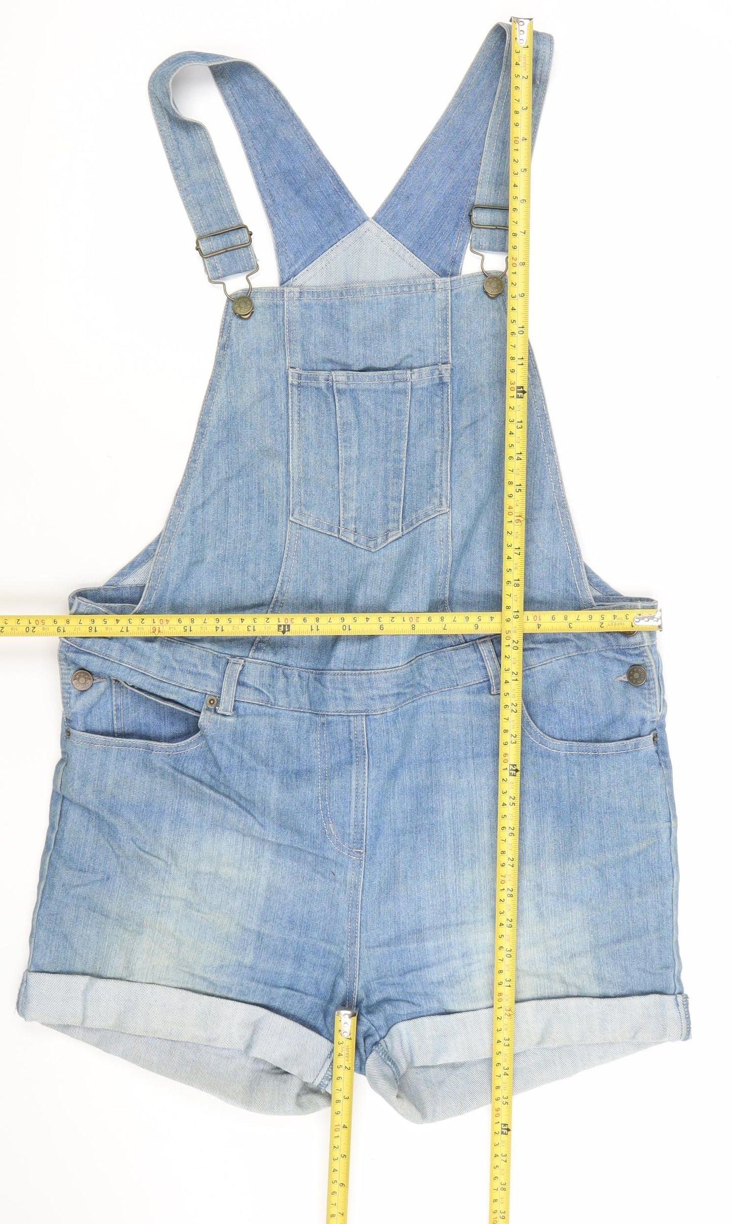 JoJo Maman Bébé Light Blue Denim Maternity Dungaree Shorts UK 10