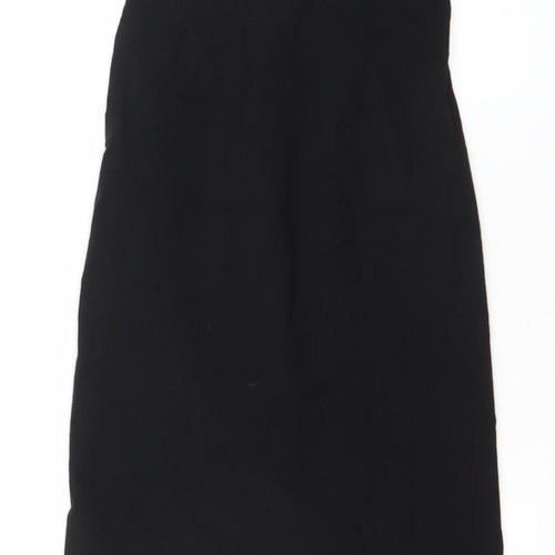 Zara Women Black Midi Slip Dress XS Viscose Blend