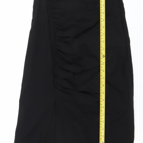 Zara Women Black Midi Slip Dress XS Viscose Blend