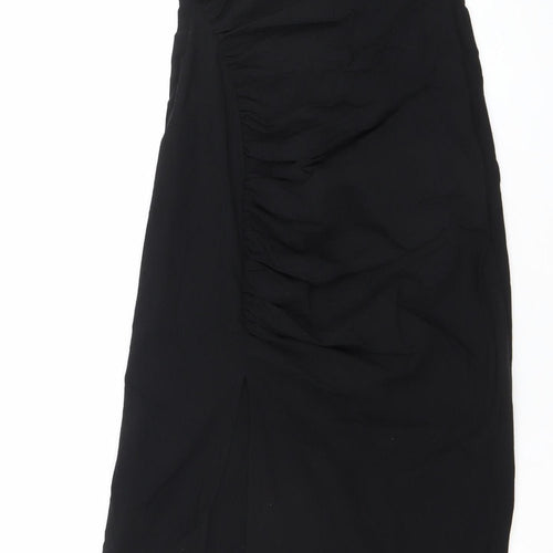 Zara Women Black Midi Slip Dress XS Viscose Blend