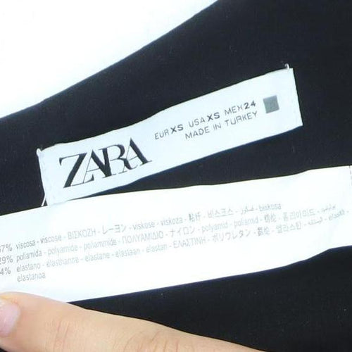 Zara Women Black Midi Slip Dress XS Viscose Blend