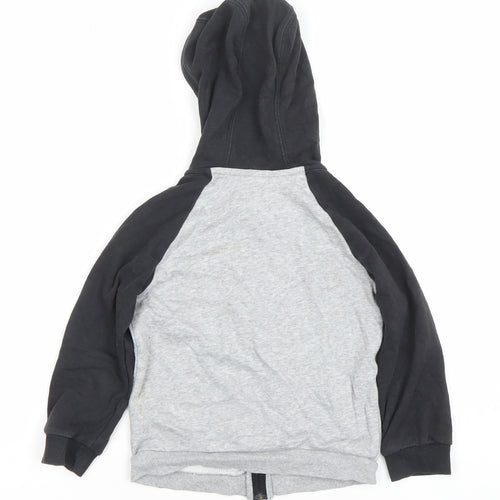 Adidas Boys Grey Black Full Zip Hoodie Size 3-4 Years Cotton Blend