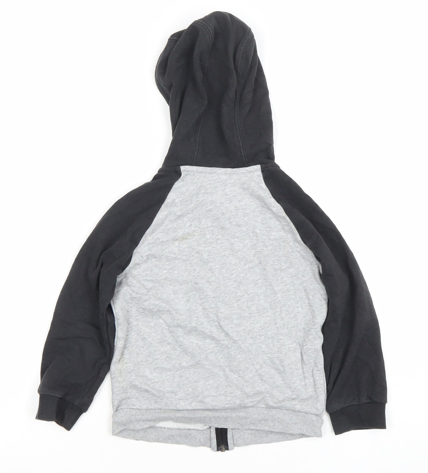 Adidas Boys Grey Black Full Zip Hoodie Size 3-4 Years Cotton Blend