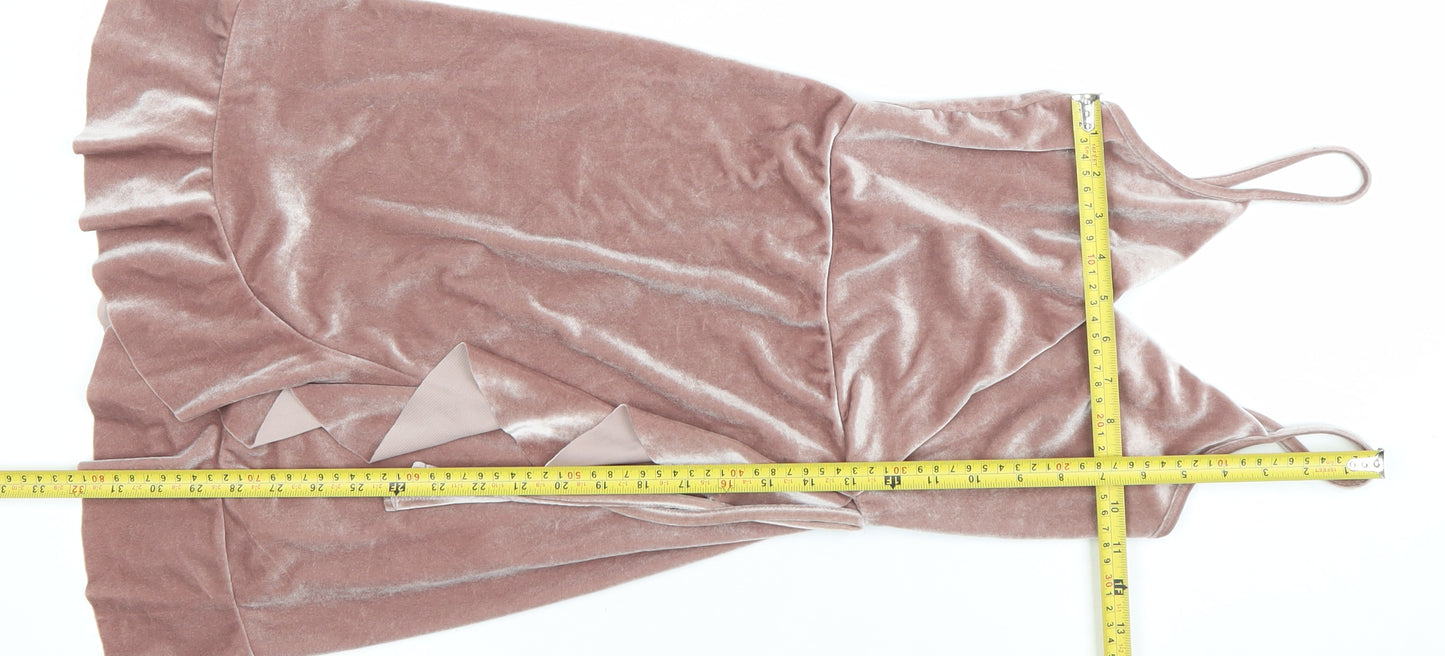New Look Women’s Pink Velvet Slip Dress Size 6 Partywear