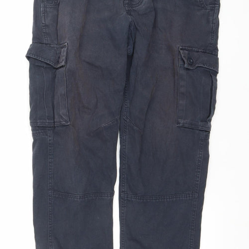 The Stronghold Men's Blue Cargo Trousers W32 L30 Relaxed Straight Cotton Workwear
