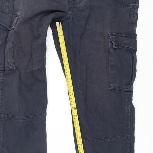 The Stronghold Men's Blue Cargo Trousers W32 L30 Relaxed Straight Cotton Workwear