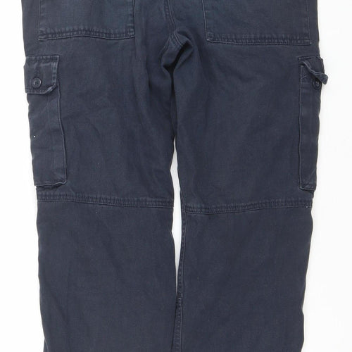 The Stronghold Men's Blue Cargo Trousers W32 L30 Relaxed Straight Cotton Workwear