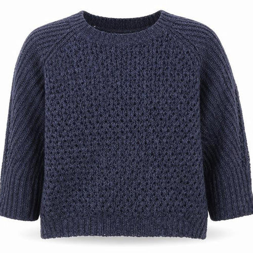 Dorothy Perkins Womens Blue Open-Knit Crew Neck Jumper Size 14