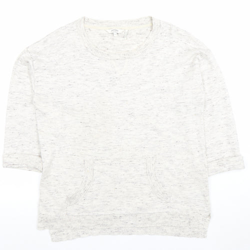 FatFace Women Ivory Cotton Blend 3/4 Sleeve Crew Neck Pullover Jumper Size 12