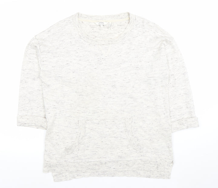 FatFace Women Ivory Cotton Blend 3/4 Sleeve Crew Neck Pullover Jumper Size 12