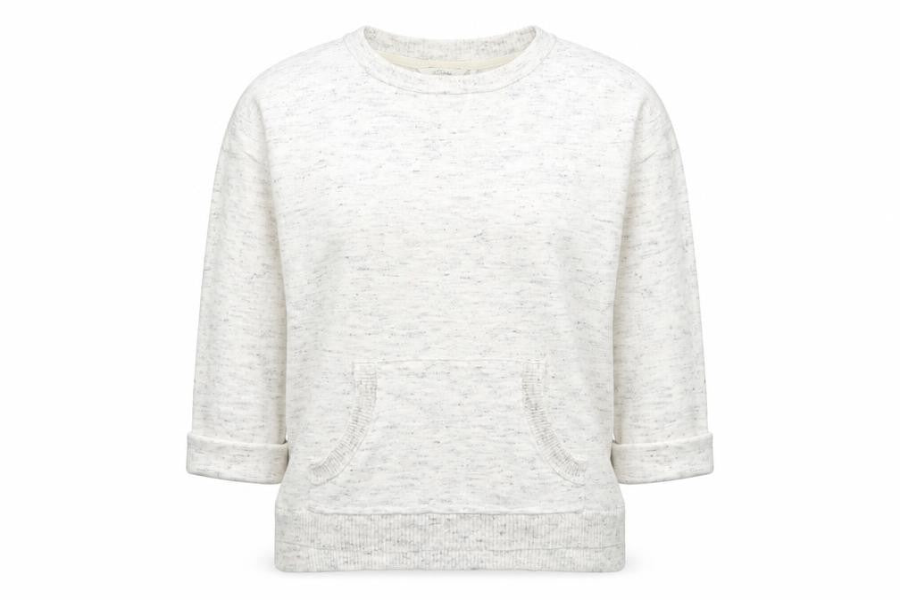 FatFace Women Ivory Cotton Blend 3/4 Sleeve Crew Neck Pullover Jumper Size 12