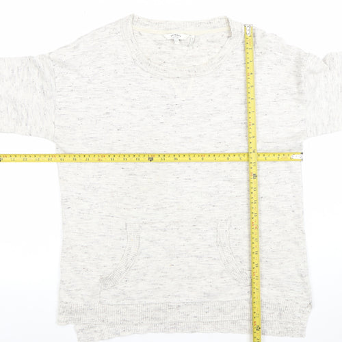 FatFace Women Ivory Cotton Blend 3/4 Sleeve Crew Neck Pullover Jumper Size 12