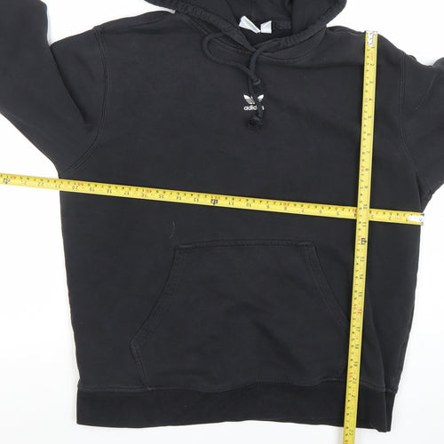 Adidas Women Black Hoodie UK 12 Pullover Cotton Hooded Sweatshirt