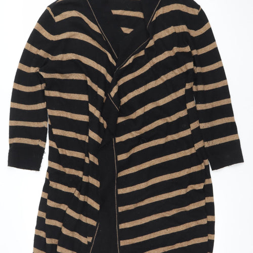 Jaeger Women’s Black Striped V-Neck Wool Blend Cardigan M