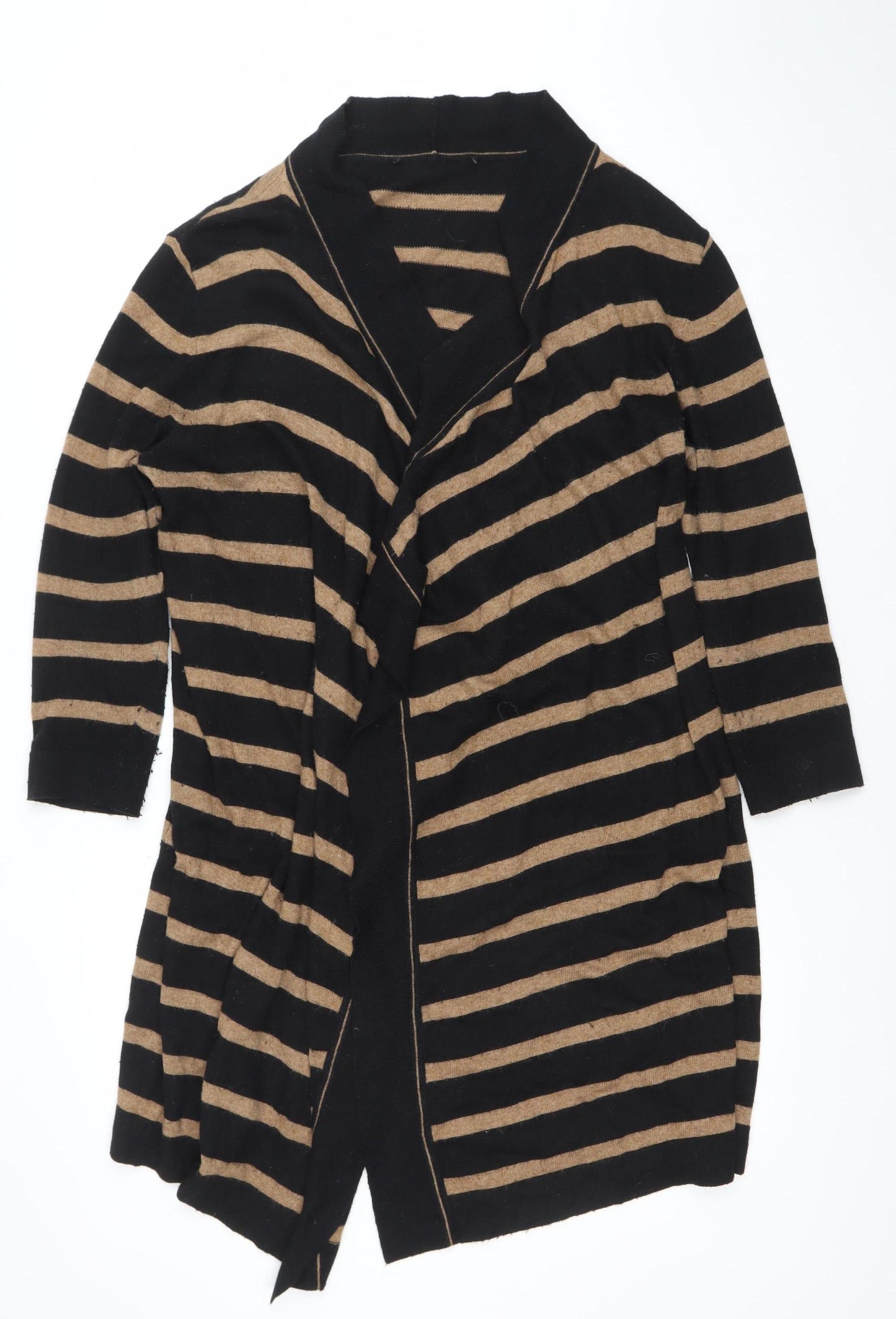 Jaeger Women’s Black Striped V-Neck Wool Blend Cardigan M