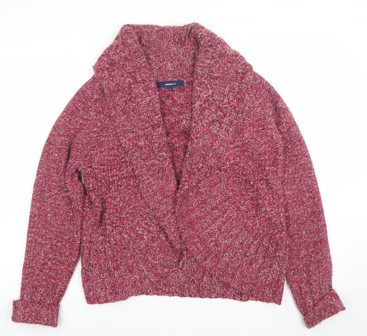 Casual Club Women's Red Knit Cardigan Size 16 Acrylic Angora Blend