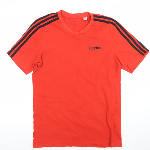 Adidas Men's Red Short Sleeve Cotton Sports T-Shirt Size S