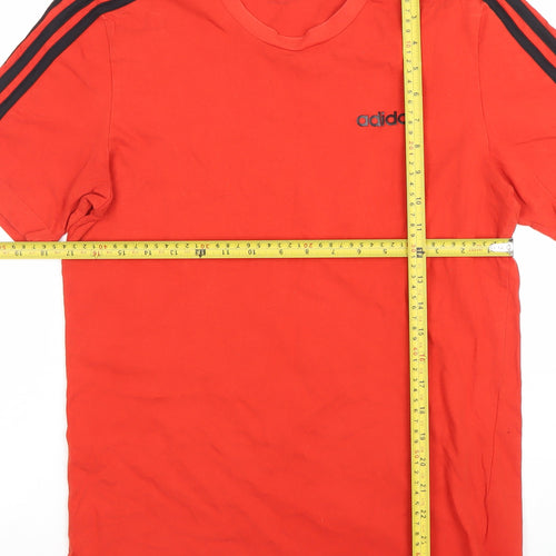 Adidas Men's Red Short Sleeve Cotton Sports T-Shirt Size S