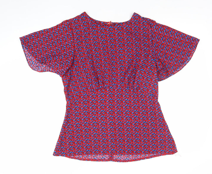 Marc Angelo Women’s Red Floral Tunic Blouse Size 12 Short Sleeve
