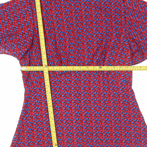 Marc Angelo Women’s Red Floral Tunic Blouse Size 12 Short Sleeve