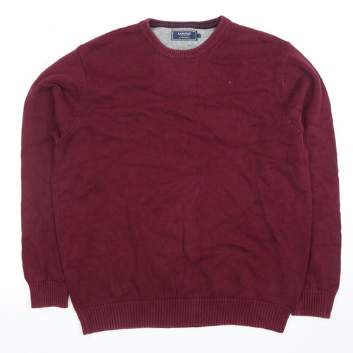 Maine New England Men's Red Cotton Crew Neck Jumper Size L